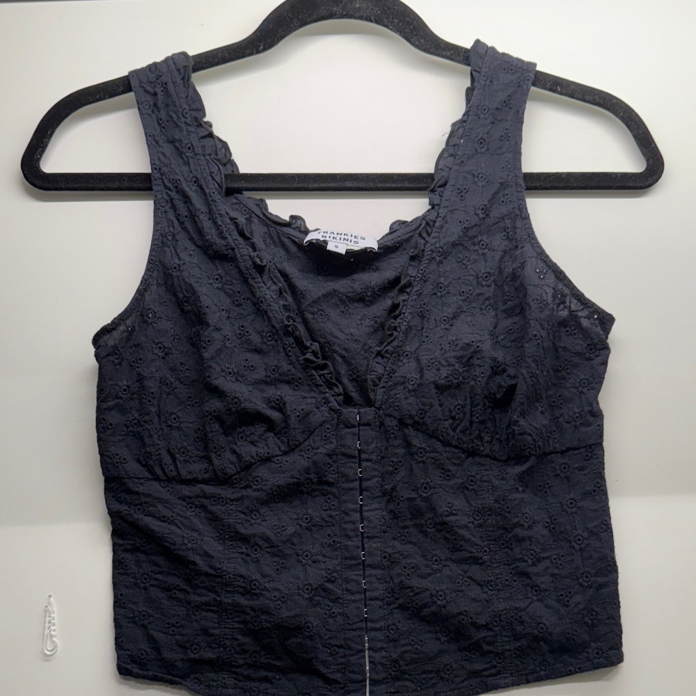 Black Eyelet Sleeveless Frankie’s Bikinis Top